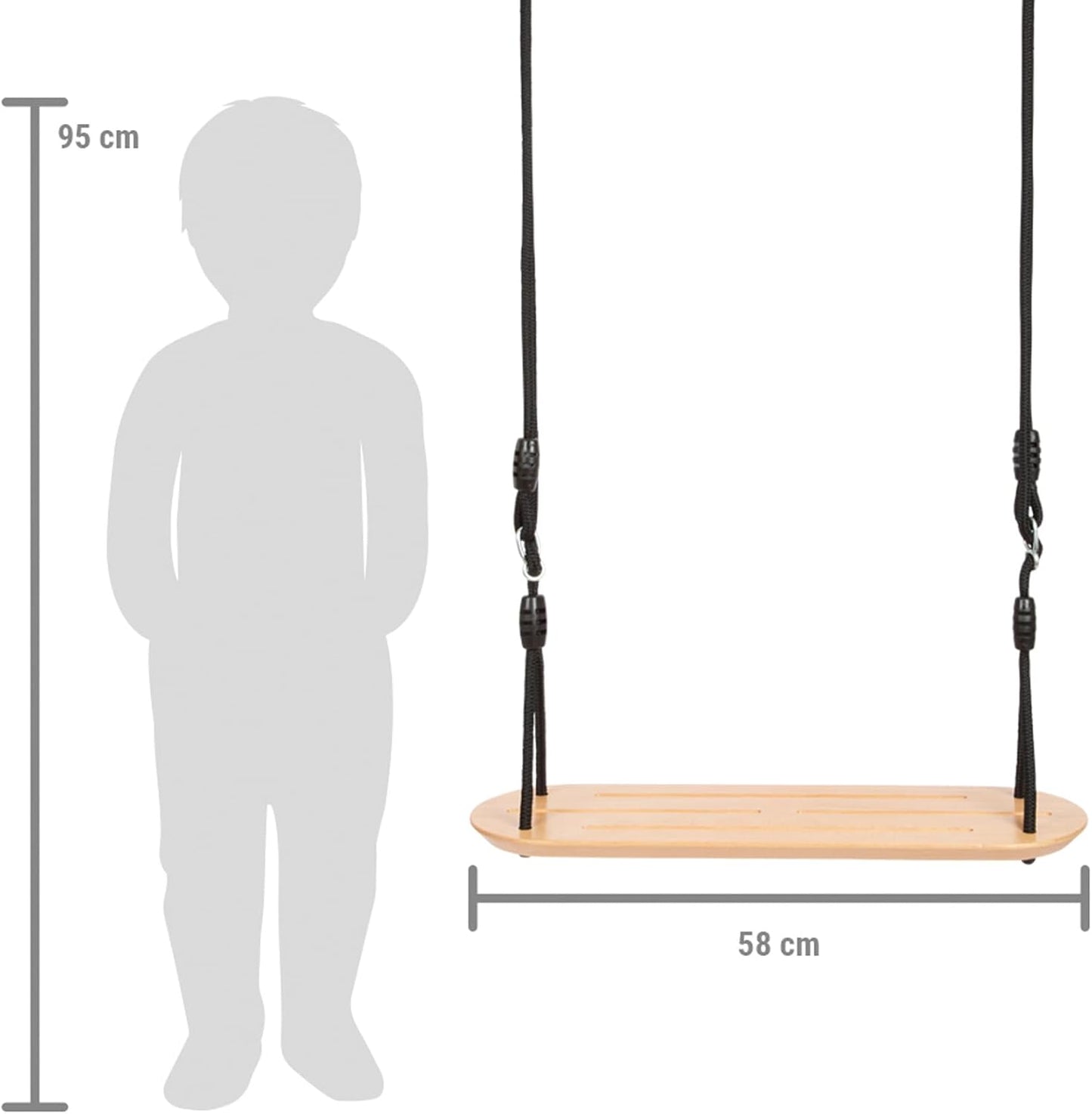 small foot Brettschaukel XL „Black Line“ – extra breite Holzschaukel