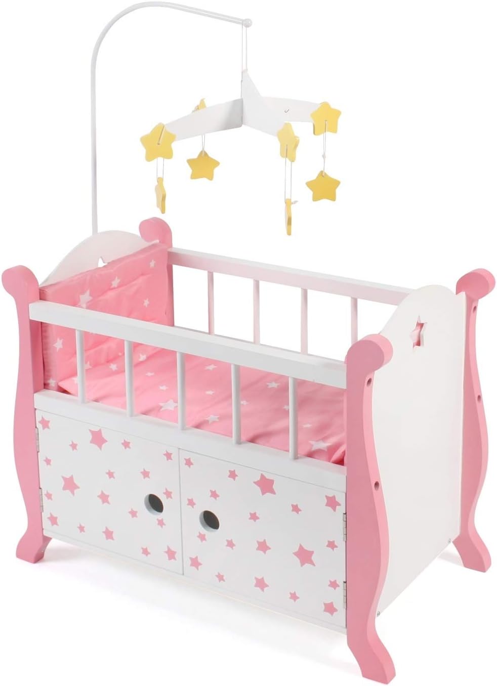 Bayer Chic 2000 - Puppenbett mit Mobile, Puppenmöbel, Puppenzubehör, Stars pink