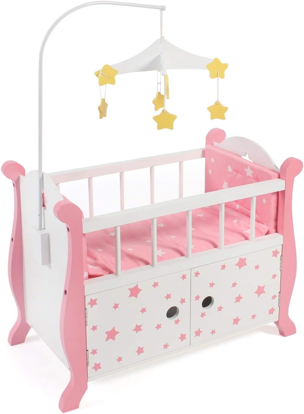 Bayer Chic 2000 - Puppenbett mit Mobile, Puppenmöbel, Puppenzubehör, Stars pink