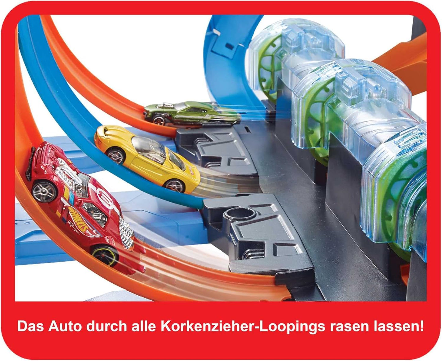 Hot Wheels – Autorennbahn Korkenzieher mit 3 Loopings (FTB65)