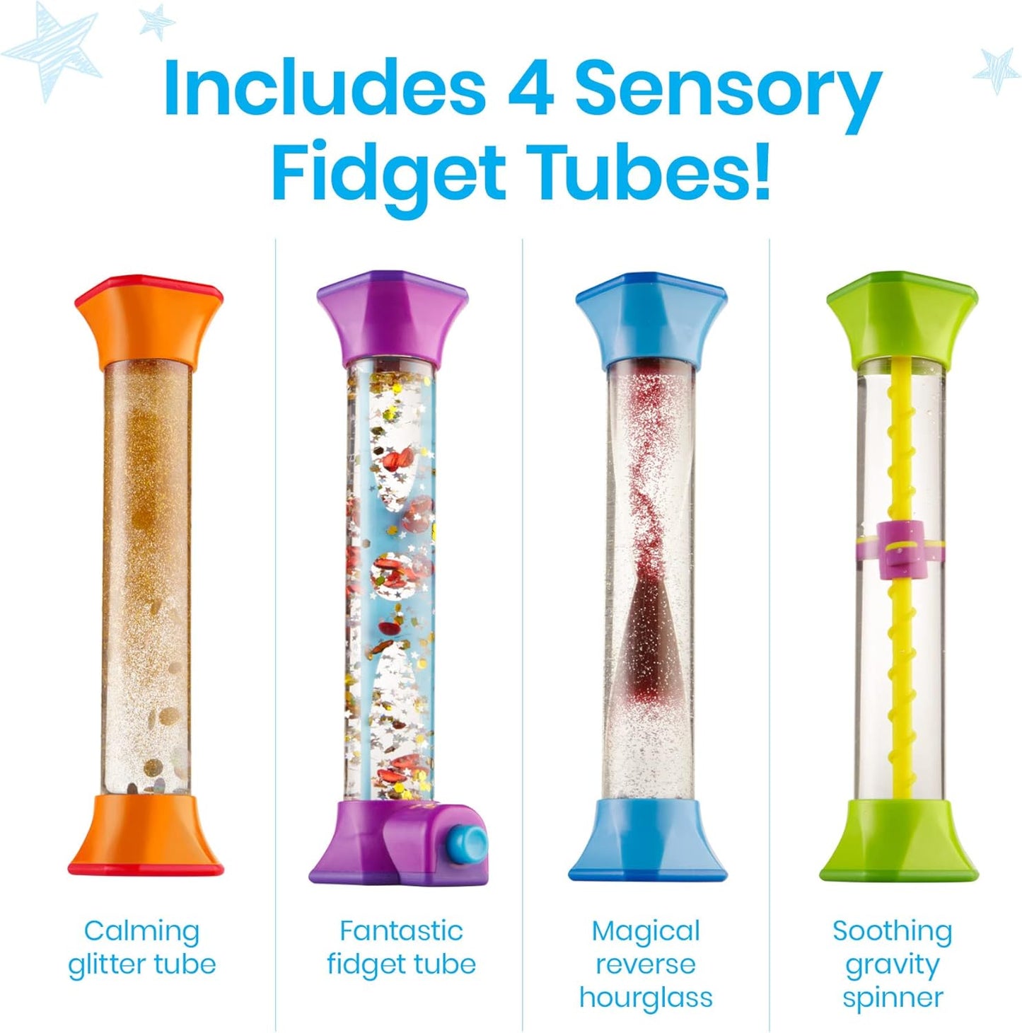 Learning Resources – Sensory Fidget Tubes (Set mit 4 Stück)