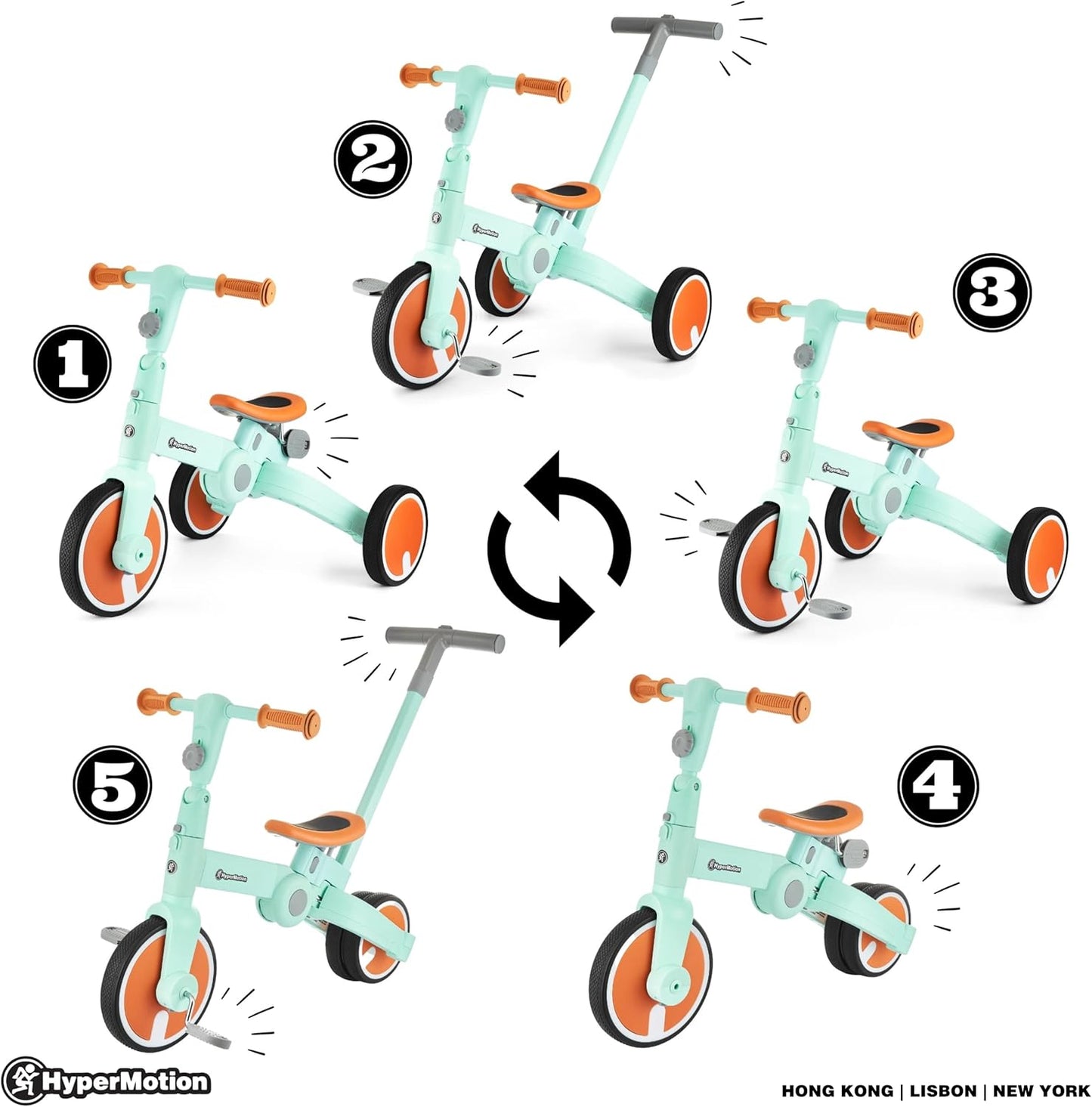 HyperMotion Tobi Rocket 5in1 Kinder Laufrad ab 2 Jahre - Lauflernhilfe