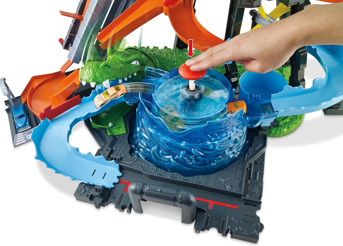 Hot Wheels City – Ultimative Autowaschanlage mit Krokodil (FTB67)