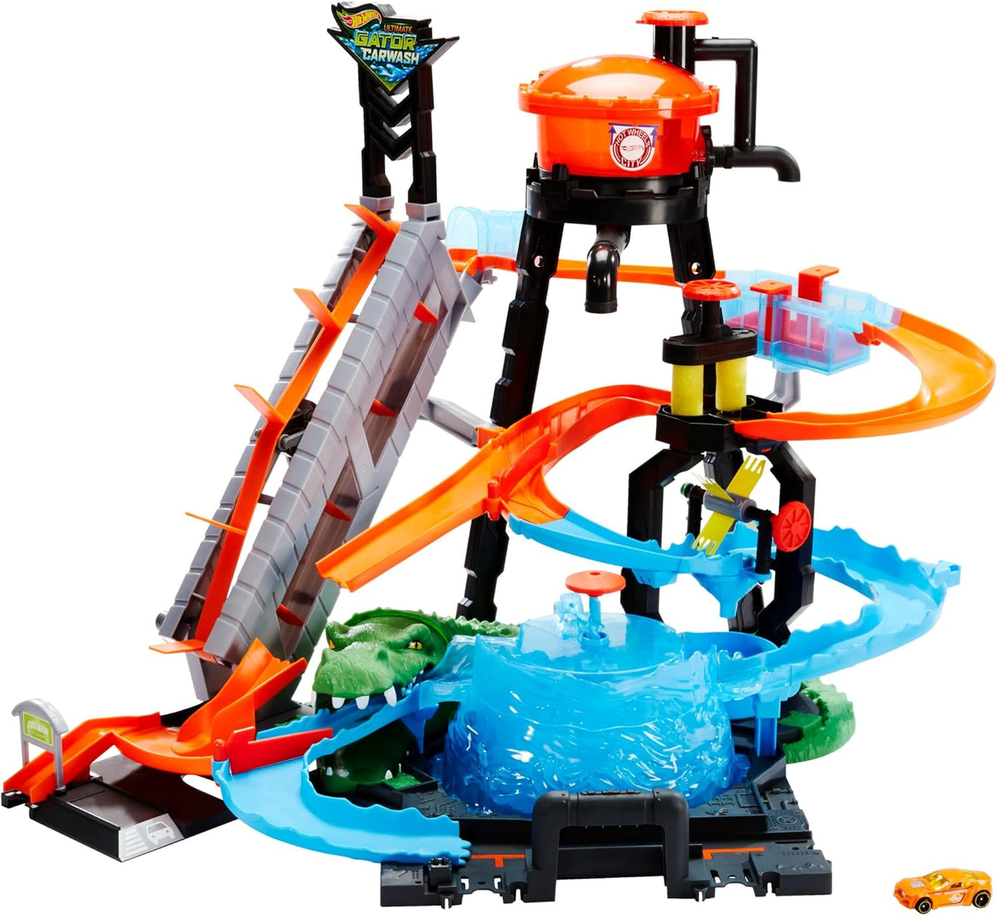 Hot Wheels City – Ultimative Autowaschanlage mit Krokodil (FTB67)