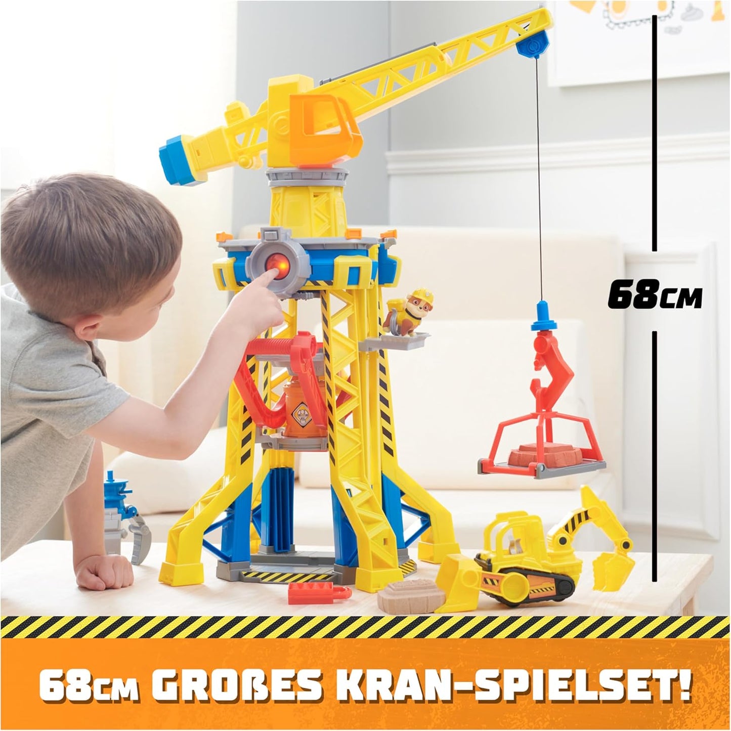 Rubble &Crew – Baupfoten Hof Kran - Spielset (68 cm)