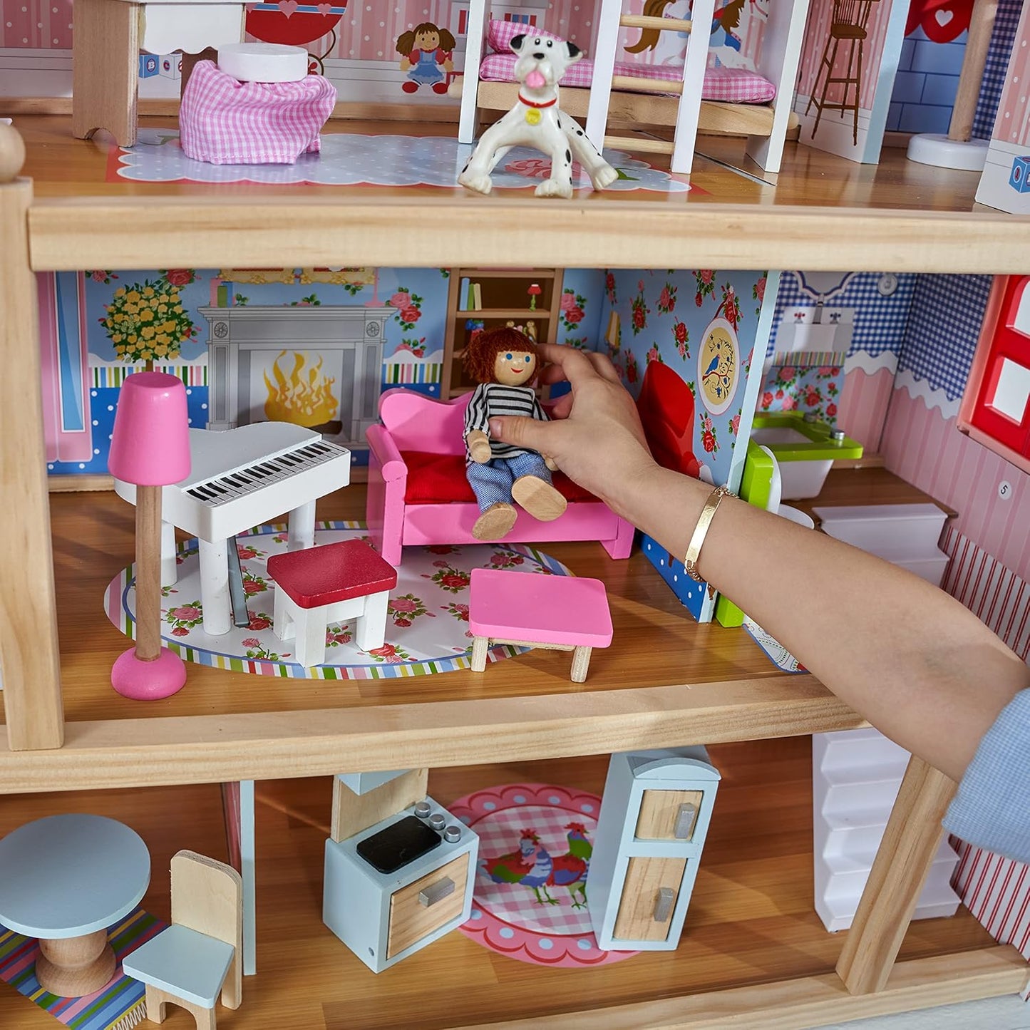 KidKraft Puppenhaus Chelsea aus Holz mit Möbeln und Zubehör – Modell 65054