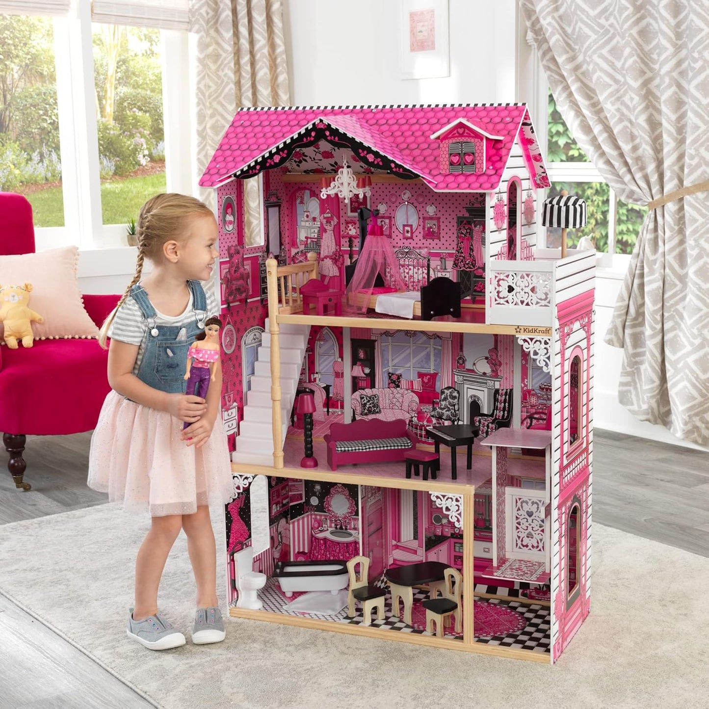 KidKraft Amelia Puppenhaus aus Holz mit Möbeln und Zubehör
