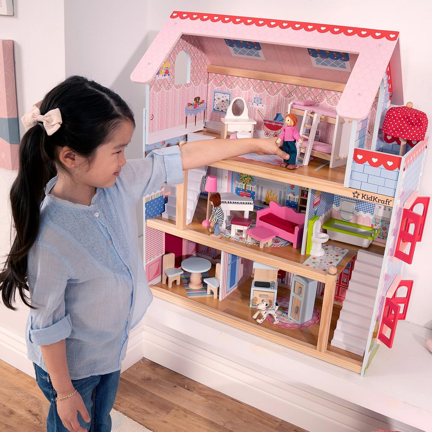 KidKraft Puppenhaus Chelsea aus Holz mit Möbeln und Zubehör – Modell 65054