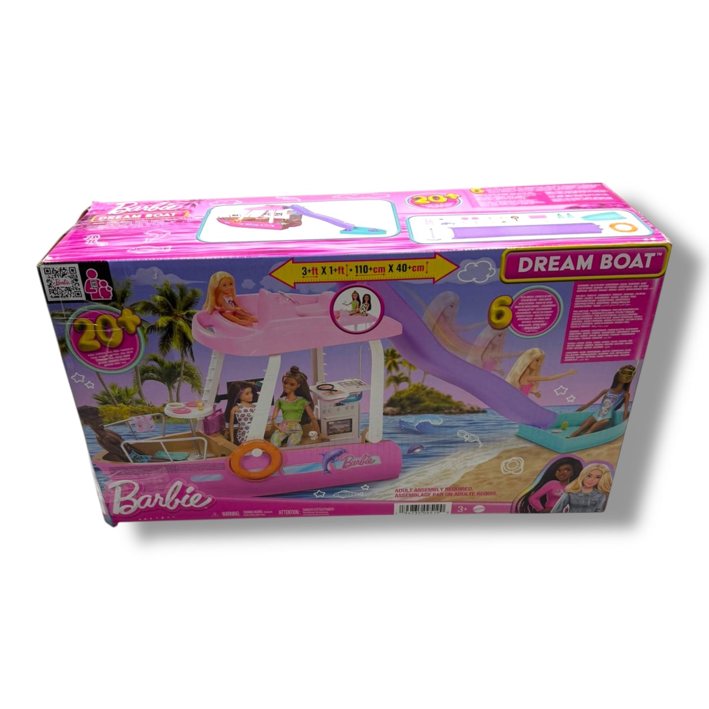 Barbie Traumboot Spielset, Rutsche und Schwimmzeug, 20+ Barbie - Zubehörteile, ohne Barbie - Puppe