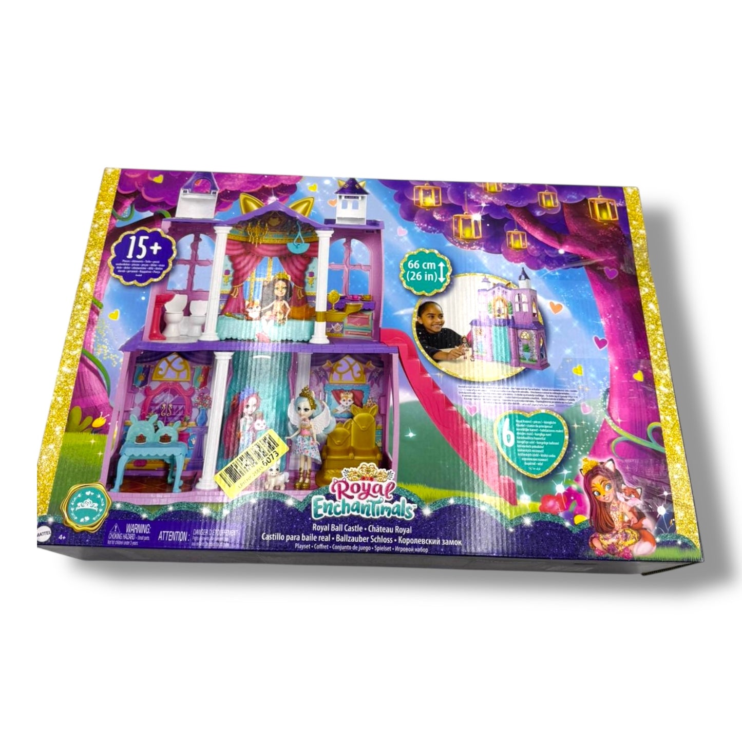 Enchantimals HCG59 – Royals Ballzauber Schloss | ca. 66 cm groß | 19 - teiliges Spielset mit Felicity Fox & Flick Tierfigur