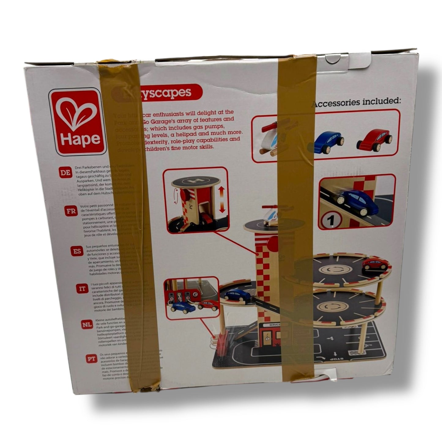 Hape Parkhaus Spielset aus Holz – Autogarage auf drei Ebenen