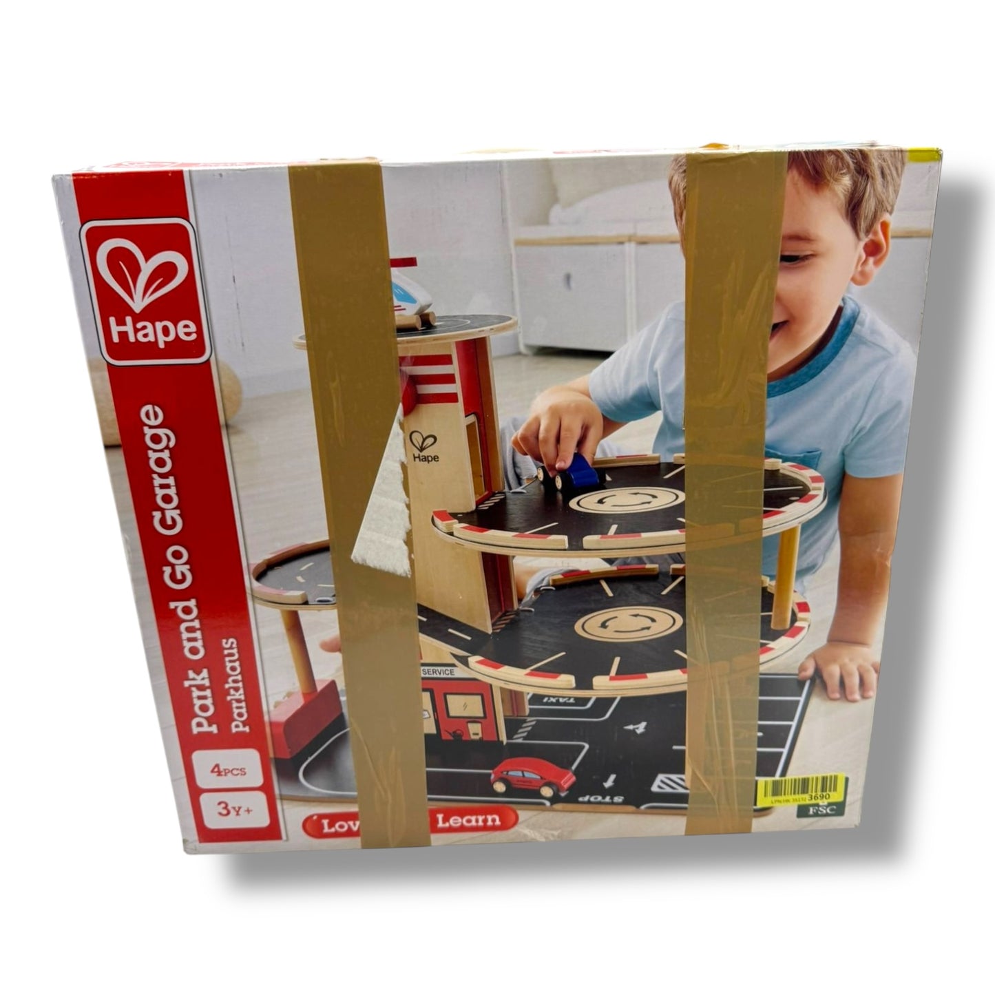 Hape Parkhaus Spielset aus Holz – Autogarage auf drei Ebenen