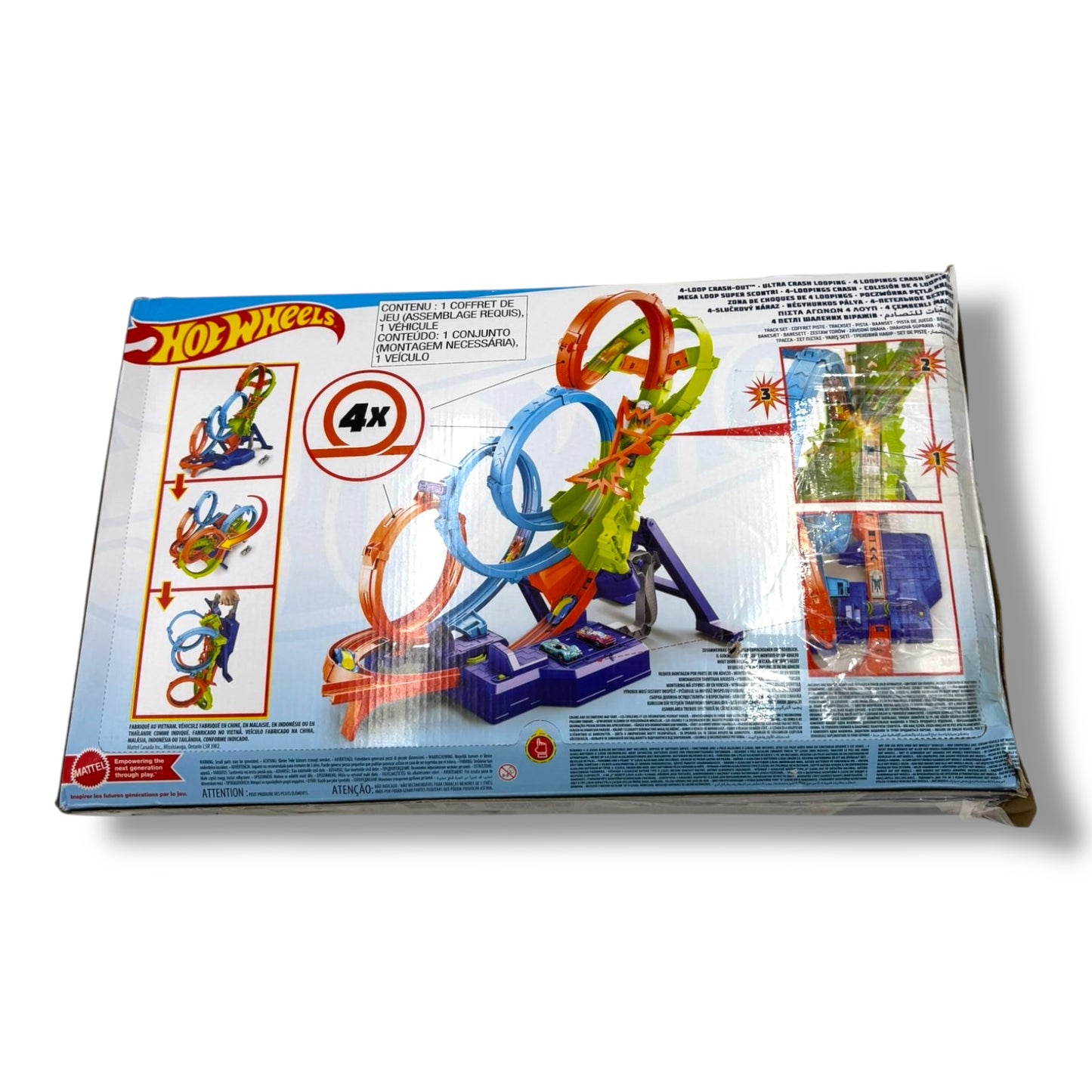 Hot Wheels Trackset mit 4 Loopings & Crash - Zone (HXT06)