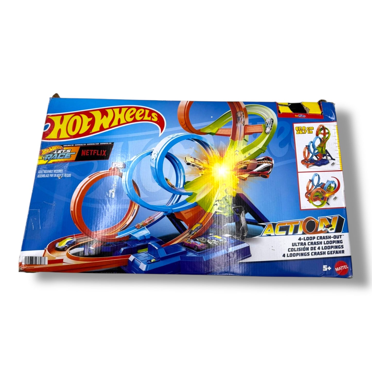 Hot Wheels Trackset mit 4 Loopings & Crash - Zone (HXT06)