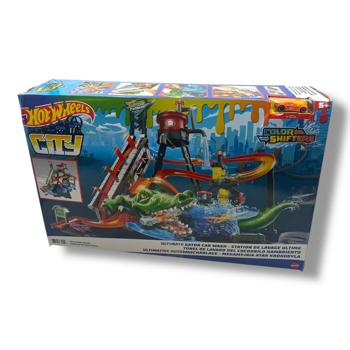 Hot Wheels City – Ultimative Autowaschanlage mit Krokodil (FTB67)