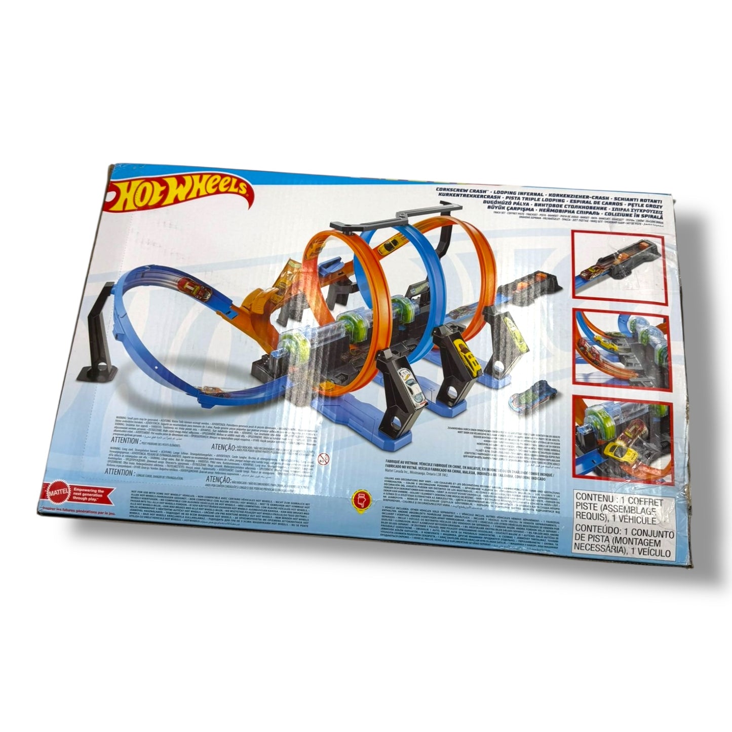 Hot Wheels – Autorennbahn Korkenzieher mit 3 Loopings (FTB65)