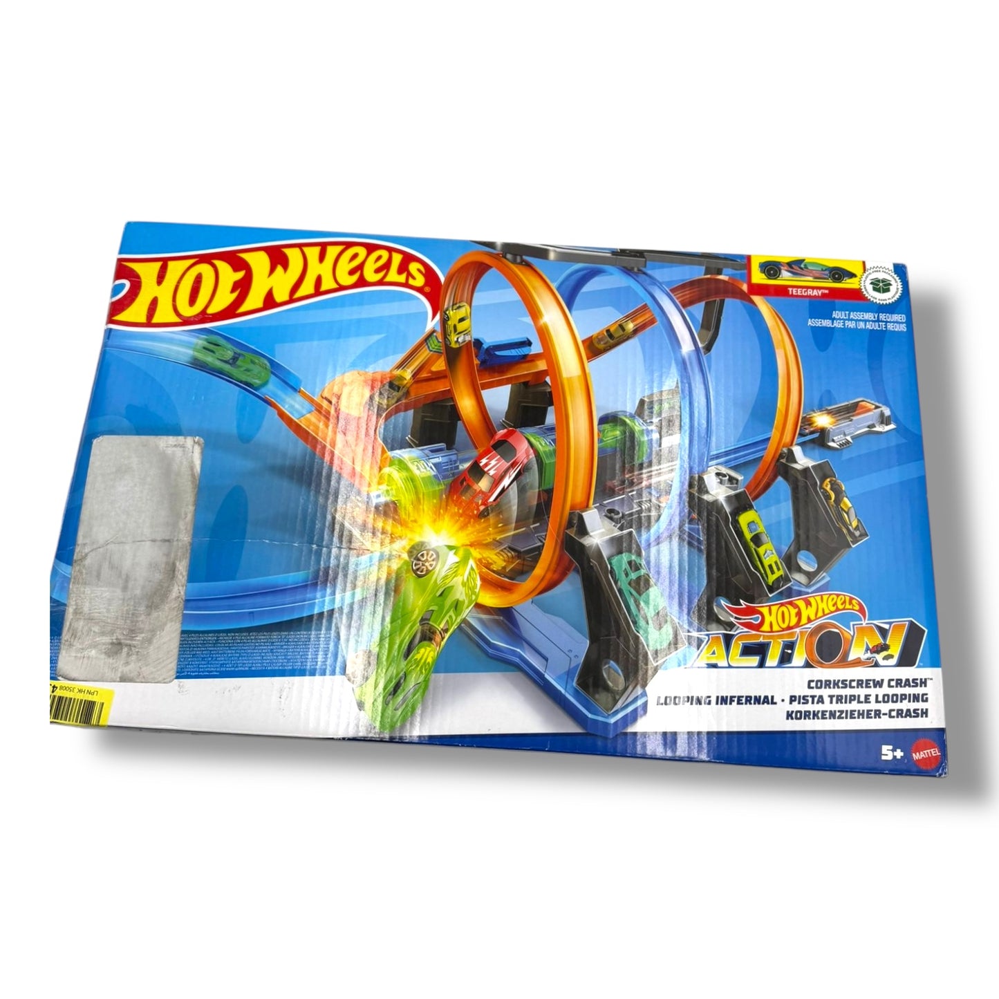 Hot Wheels – Autorennbahn Korkenzieher mit 3 Loopings (FTB65)