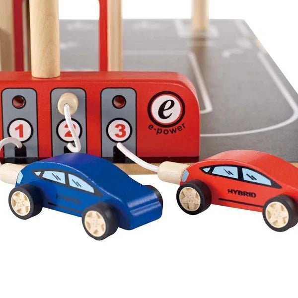 Hape Parkhaus Spielset aus Holz – Autogarage auf drei Ebenen