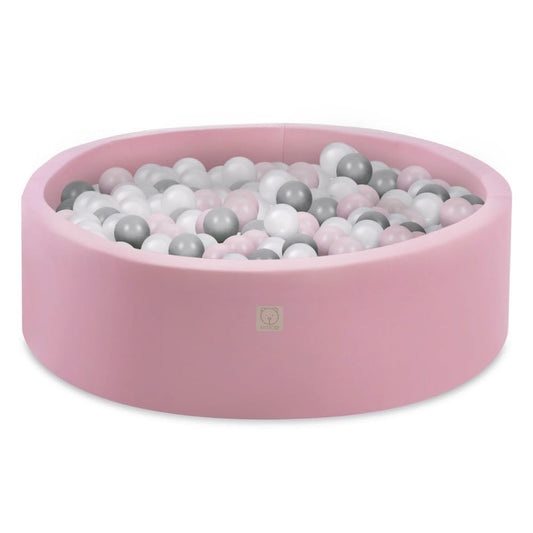 MISIOO Smart Bällebad | Rundes Bällebad 90x30 cm | inkl. 150 Bälle in Rosa/Weiß/Silber