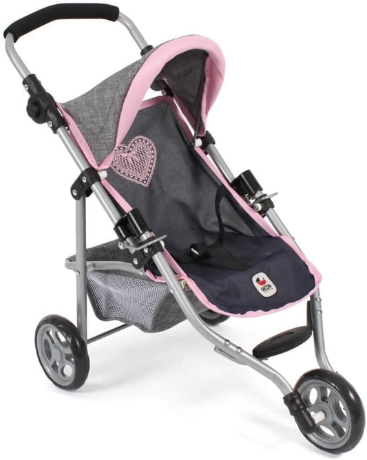 Bayer Chic 2000 - Puppenbuggy Lola, Jogging - Buggy, Puppenjogger, Puppenwagen, Melange grau, Navy, 612 - 26