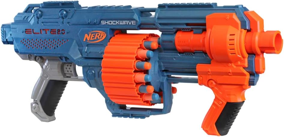 Nerf Elite 2.0 Shockwave RD - 15 Blaster – mit 30 Nerf Darts, 15 - Dart Rotationstrommel, Schnellfeuer mit Pump - Action