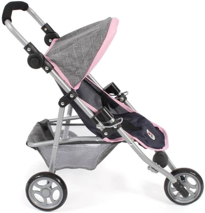 Bayer Chic 2000 - Puppenbuggy Lola, Jogging - Buggy, Puppenjogger, Puppenwagen, Melange grau, Navy, 612 - 26