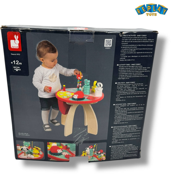 Janod Spieltisch Baby Forest aus Holz Activity Tisch für Kinder ab 12 Monate