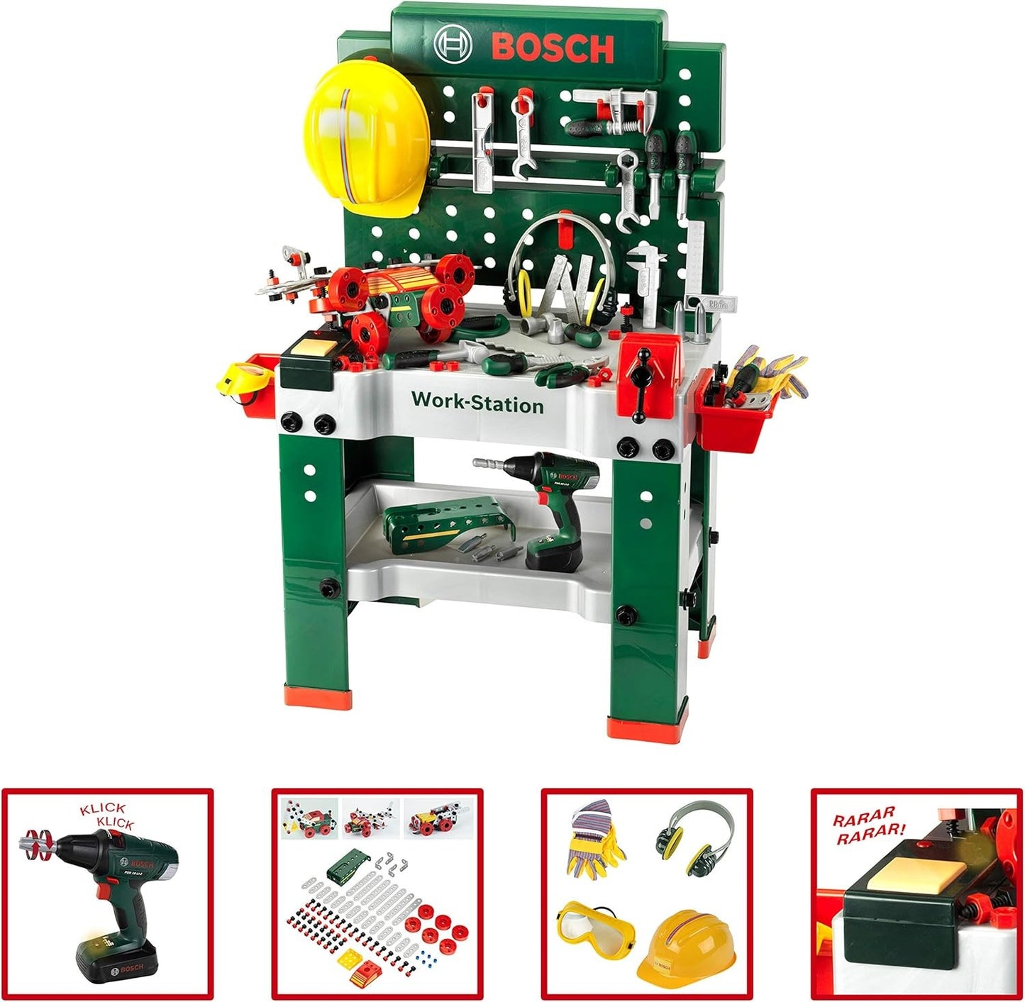 Theo Klein 8485 Bosch Werkbank, 150 - teilig, Werkzeug & Zubehör Spielzeug B - Ware