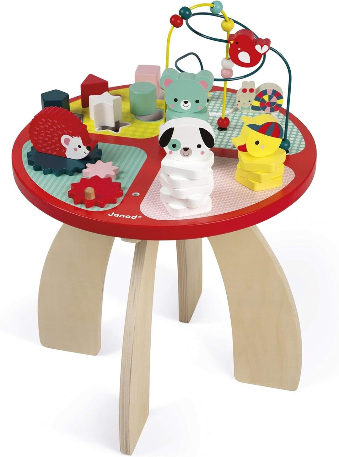 Janod Spieltisch Baby Forest aus Holz Activity Tisch für Kinder ab 12 Monate
