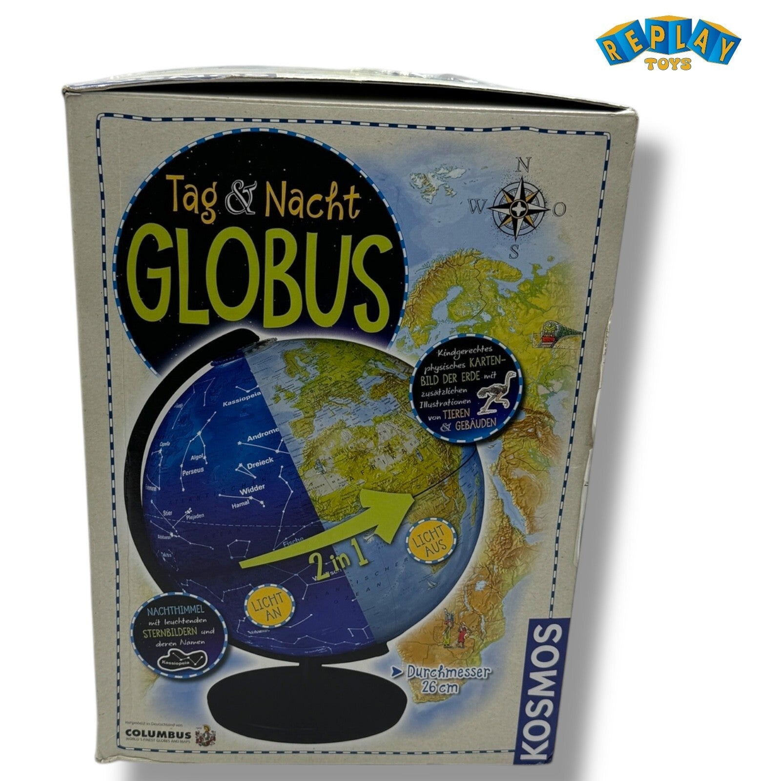 KOSMOS Tag und Nacht Globus mit Beleuchtung Kinderglobus Ø 26 cm ab 6 J. 673017 - Spielzeug & Spielwaren | ReplayToys Deutschland