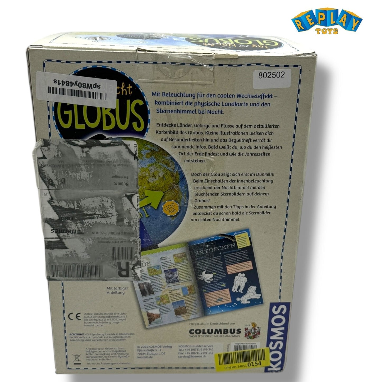 KOSMOS Tag und Nacht Globus mit Beleuchtung Kinderglobus Ø 26 cm ab 6 J. 673017 - Spielzeug & Spielwaren | ReplayToys Deutschland