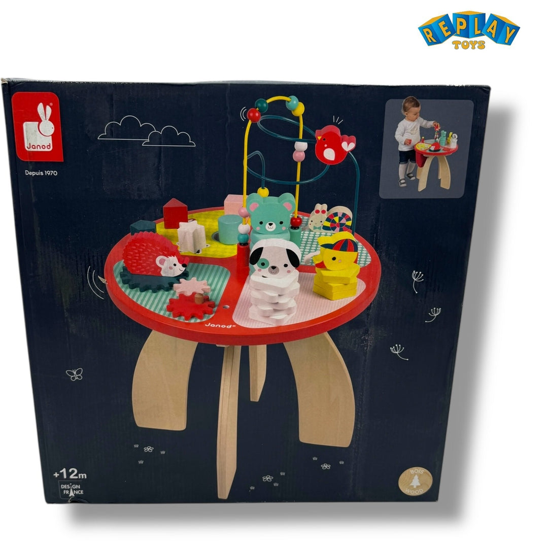 Janod Spieltisch Baby Forest aus Holz Activity Tisch für Kinder ab 12 Monate