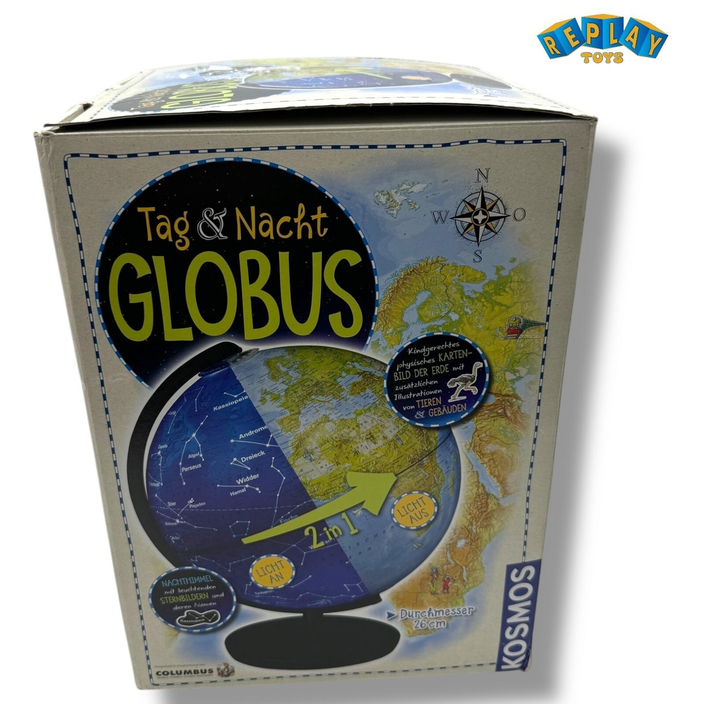 KOSMOS Tag und Nacht Globus mit Beleuchtung Kinderglobus Ø 26 cm ab 6 J. 673017 - Spielzeug & Spielwaren | ReplayToys Deutschland