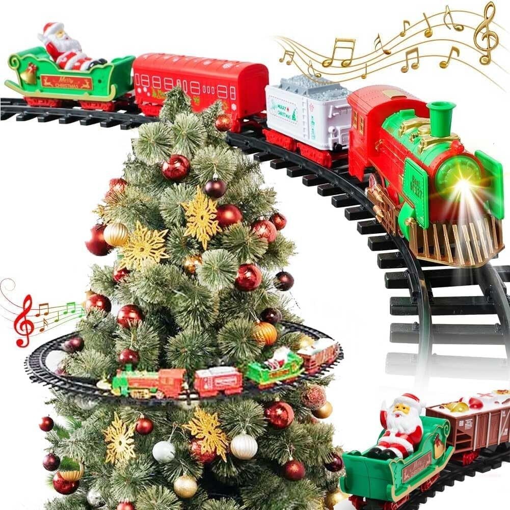 BAKAJI Weihnachtszug mit Halterung für Zentrum Baum Lokomotive mit Lichtern