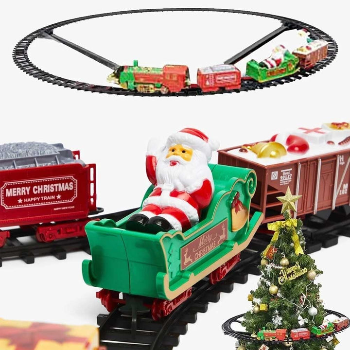 BAKAJI Weihnachtszug mit Halterung für Zentrum Baum Lokomotive mit Lichtern