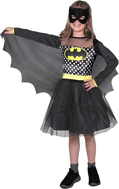 Mädchen Kinderkostüm Batgirl Kinderkostüm Batgirl, Kleid, Umhang, Arm- und Beins