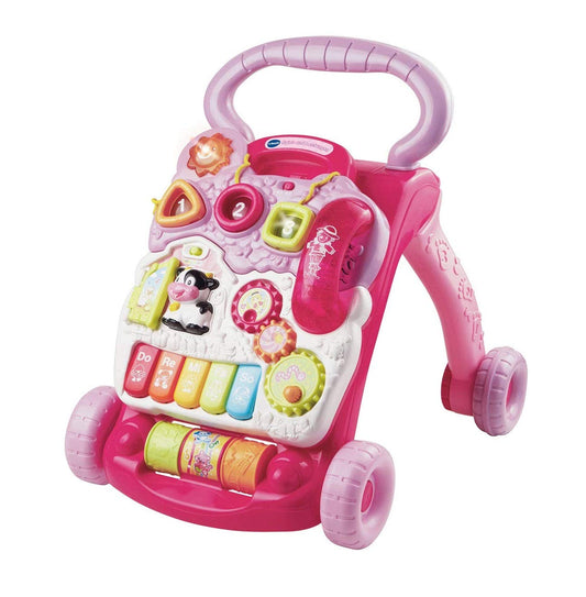 Pink Vtech Baby Spiel- und Laufwagen with adjustable speed, music, and detachable playboard for toddlers' motor skills development