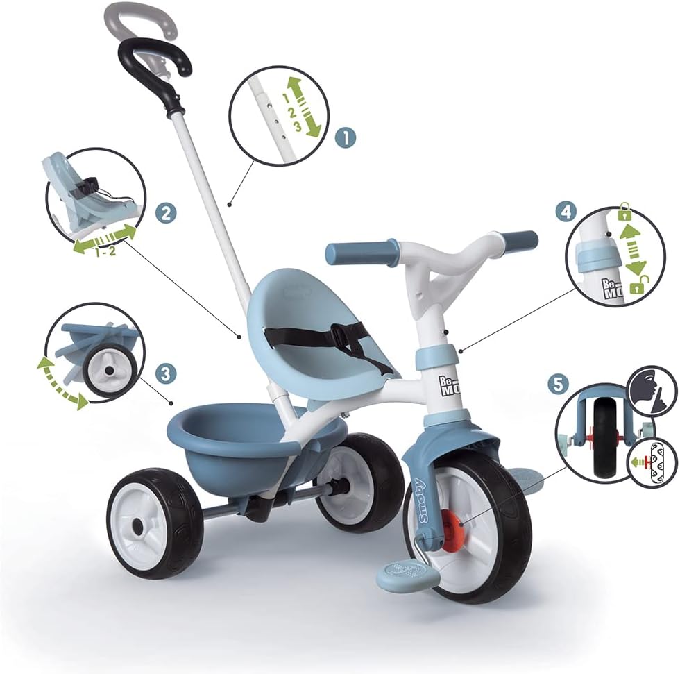 Smoby - Be Move blau - Kinderdreirad mit Schubstange