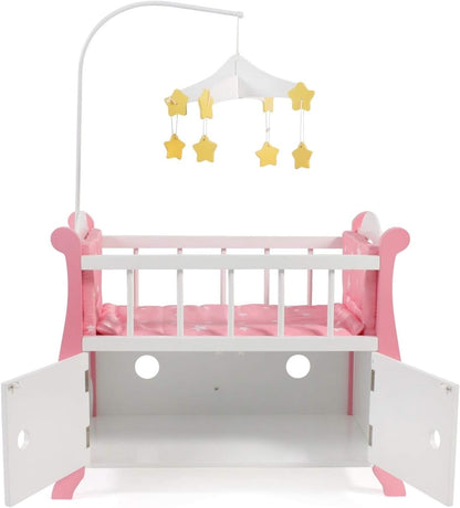 Bayer Chic 2000 - Puppenbett mit Mobile, Puppenmöbel, Puppenzubehör, Stars pink