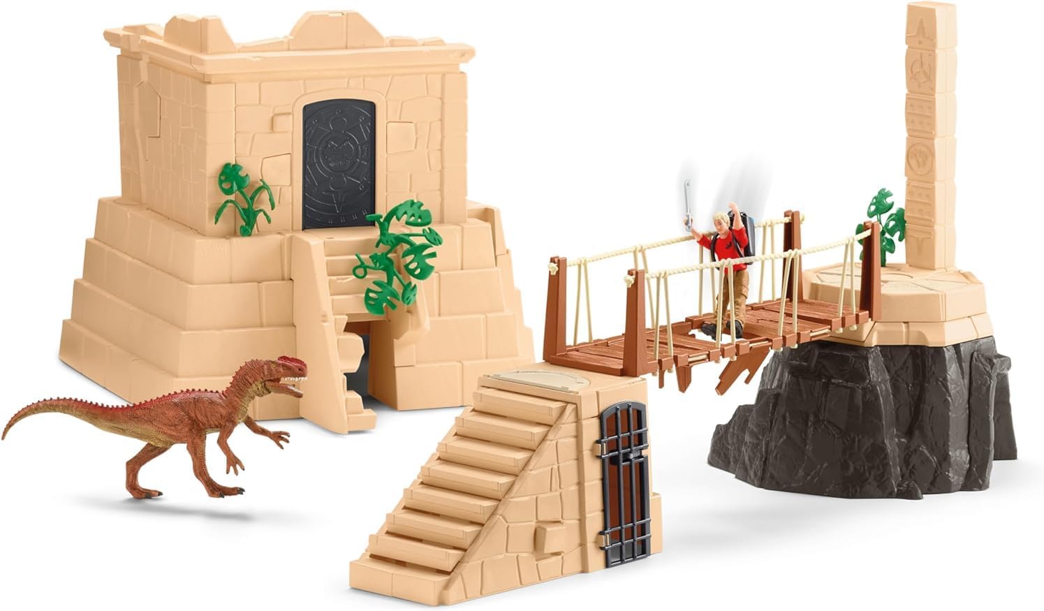 Schleich Dinosaurs | Dinotempel Eroberung 42657 | Set inkl. Forscher Flynn, Dino Figur und Schatz