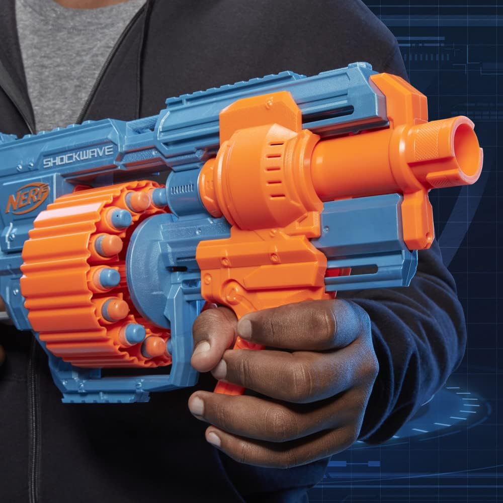 Nerf Elite 2.0 Shockwave RD - 15 Blaster – mit 30 Nerf Darts, 15 - Dart Rotationstrommel, Schnellfeuer mit Pump - Action