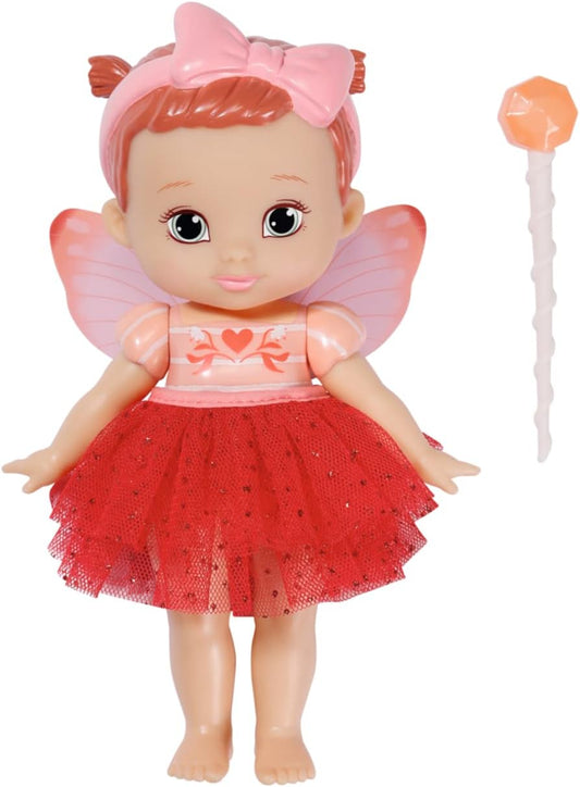 BABY born Storybook Fairy Poppy 18 cm, Feen - Puppe mit flatternden Flügeln, Farbwechsel Tattoo, Feenlicht, Zauberstab, Kulisse und Bilderbuch, 831823 Zapf Creation