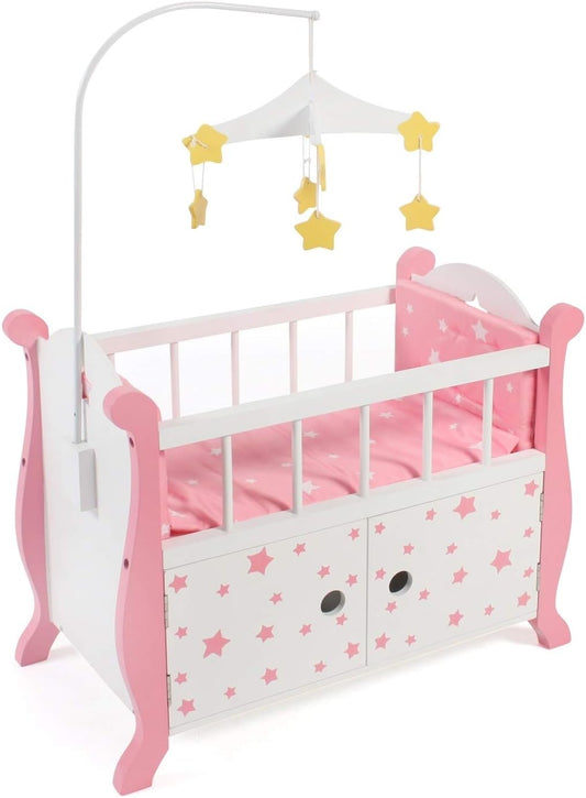 Bayer Chic 2000 - Puppenbett mit Mobile, Puppenmöbel, Puppenzubehör, Stars pink