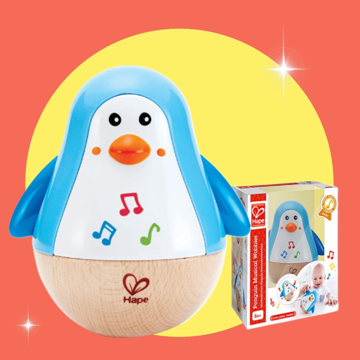 Hape Stehauf - Pinguin – Motorikspielzeug aus Holz (blau)
