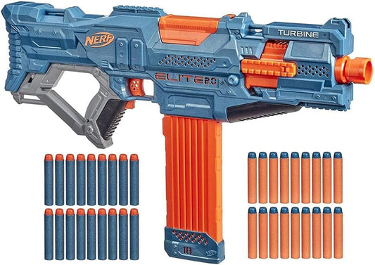Nerf Elite 2.0 Turbine CS-18 motorisierter Blaster mit 18-Dart Magazin und 36 Nerf Darts in Blau und Orange