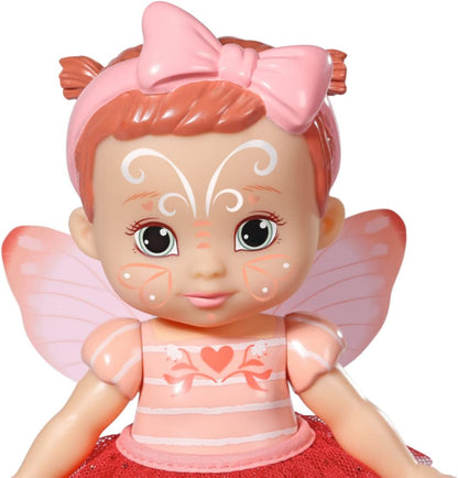 BABY born Storybook Fairy Poppy 18 cm, Feen - Puppe mit flatternden Flügeln, Farbwechsel Tattoo, Feenlicht, Zauberstab, Kulisse und Bilderbuch, 831823 Zapf Creation