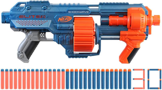 Nerf Elite 2.0 Shockwave RD - 15 Blaster – mit 30 Nerf Darts, 15 - Dart Rotationstrommel, Schnellfeuer mit Pump - Action