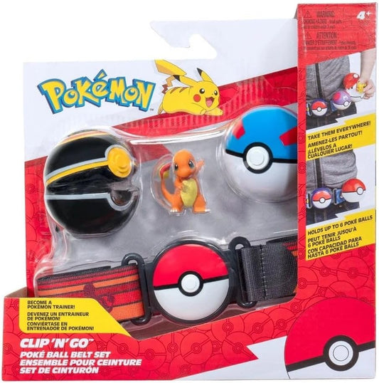 Pokémon PKW3647 – Clip &amp; Go Gürtel Set mit Luxusball, Superball &amp; Glumanda Figur