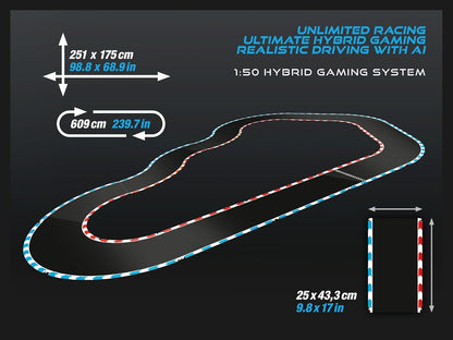Carrera HYBRID – Speedway to Hell | Rennbahn der neuen Generation | Legendärer Porsche 911 GT3 R im Maßstab 1:50 | Hybrid - Technologie mit KI - Unterstützung | Steuerung per Smartphone - App