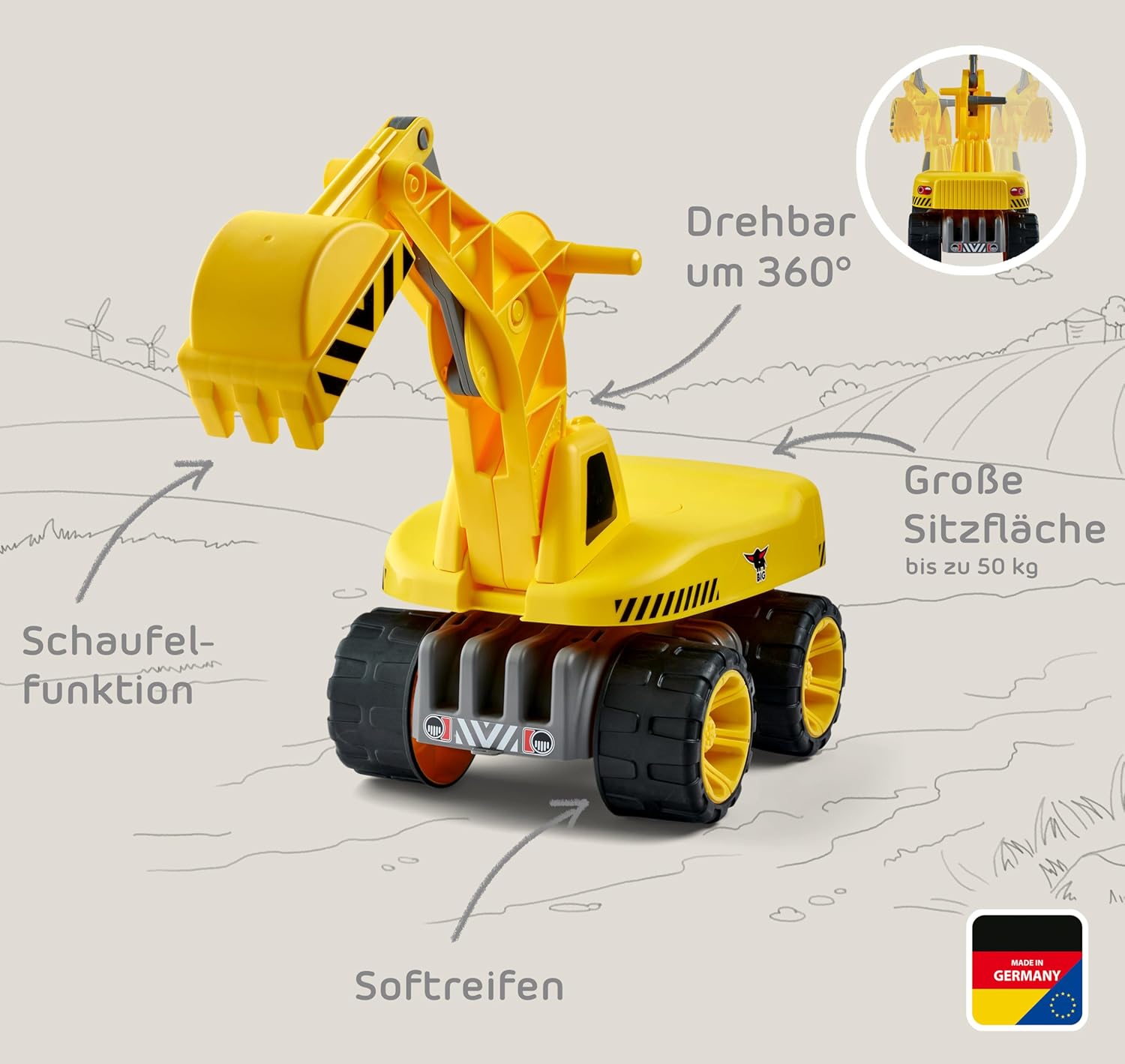 BIG – Power-Worker Maxi-Digger – Robustes Kinderfahrzeug - Spielzeug & Spielwaren | ReplayToys Deutschland